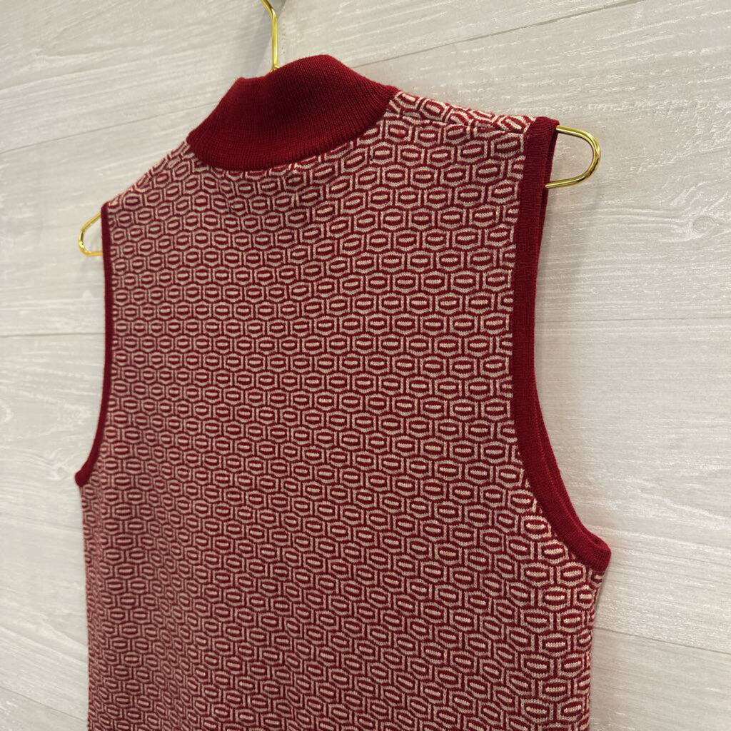 Jones New York Patterned Knit Mock Neck Sweater Vest Large