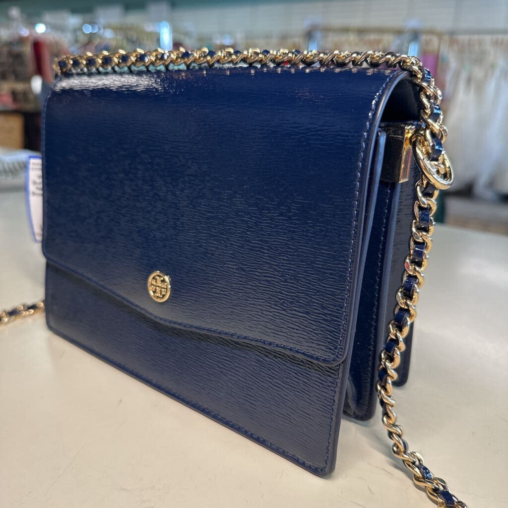 Tory Burch Navy Robinson Shoulder Bag