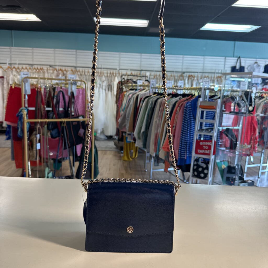 Tory Burch Navy Robinson Shoulder Bag