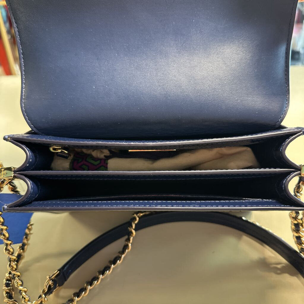 Tory Burch Navy Robinson Shoulder Bag