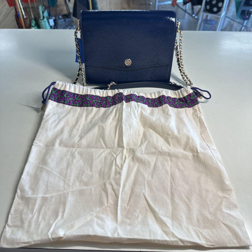 Tory Burch Navy Robinson Shoulder Bag