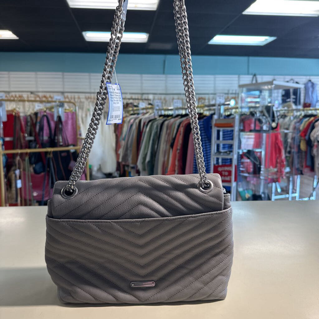 Rebecca Minkoff Grey Edie Flap Shoulder Bag