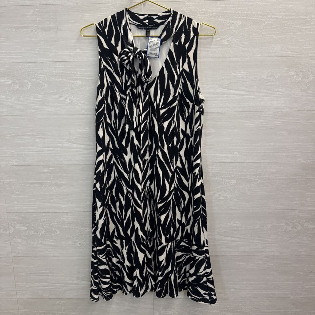 White House Black Market Printed Tie Neck Dress Medium