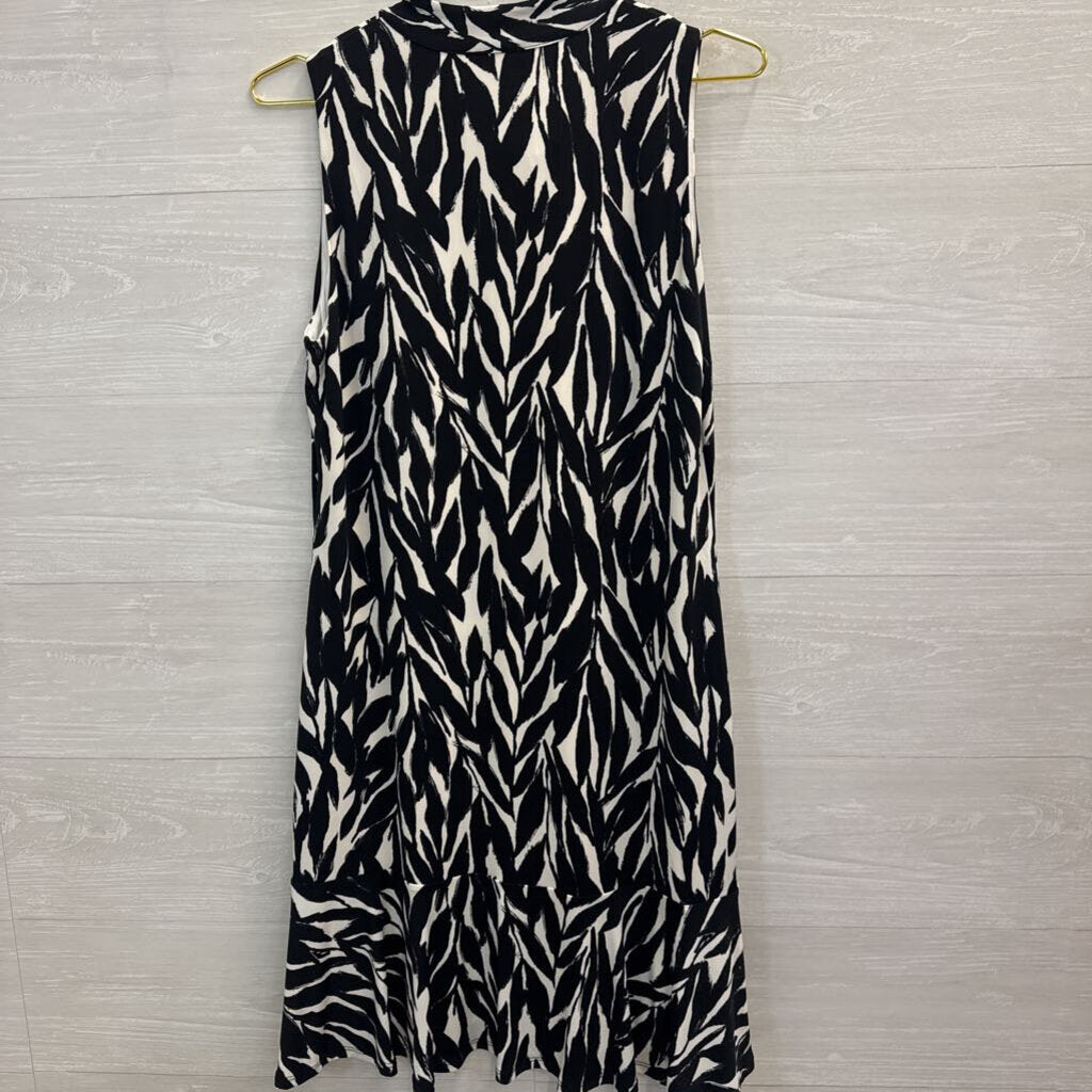 White House Black Market Printed Tie Neck Dress Medium
