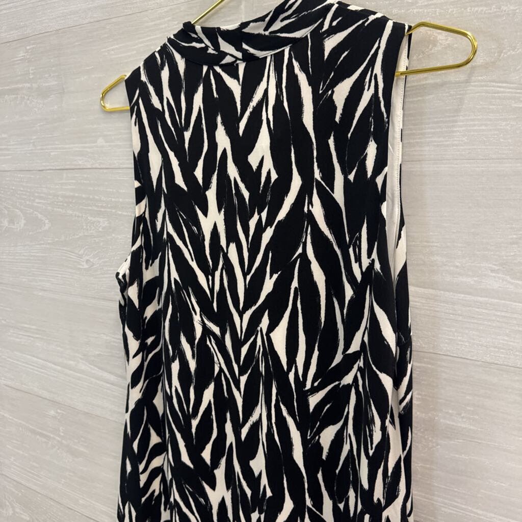 White House Black Market Printed Tie Neck Dress Medium