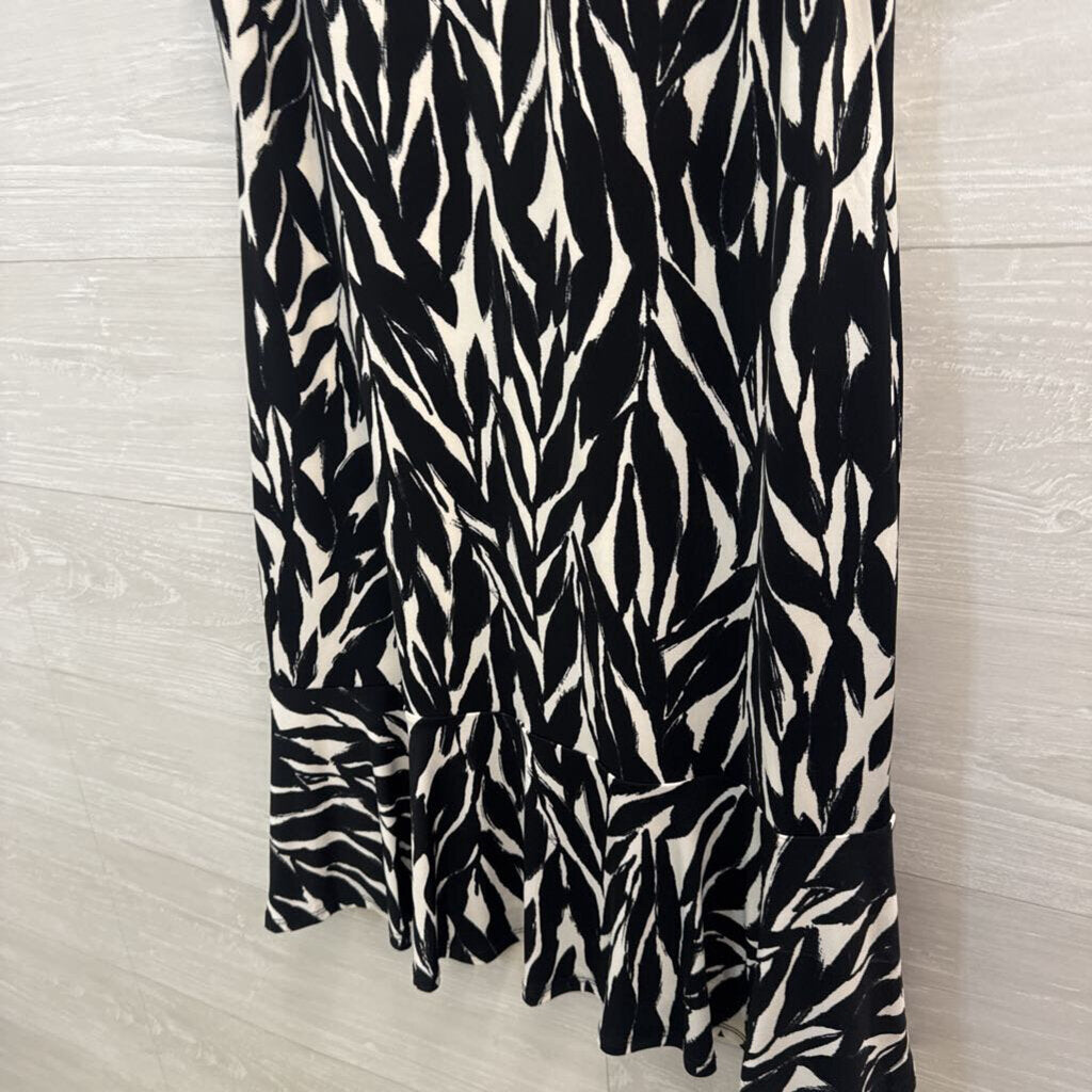 White House Black Market Printed Tie Neck Dress Medium