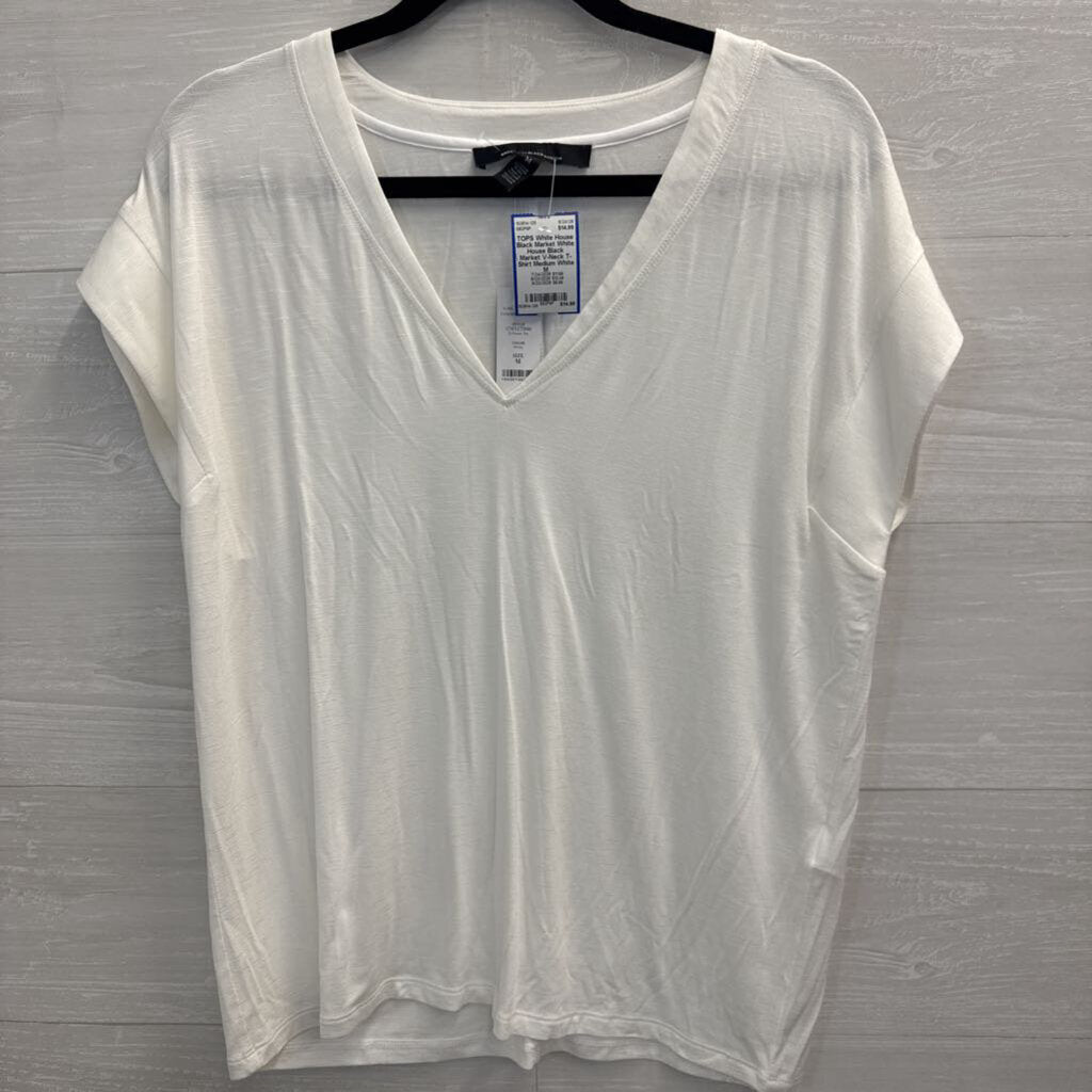 White House Black Market V-Neck T-Shirt Medium