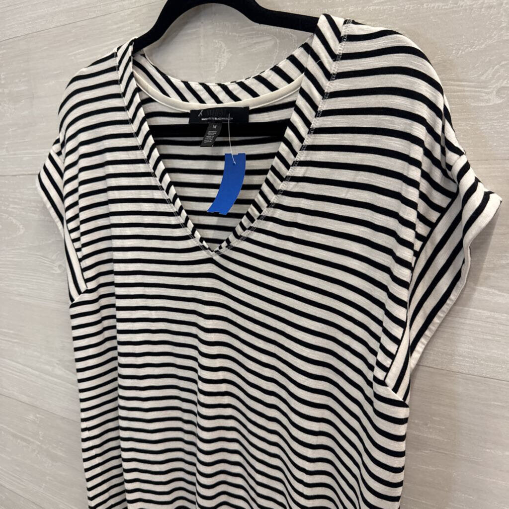 White House Black Market Striped V-Neck T-Shirt Medium