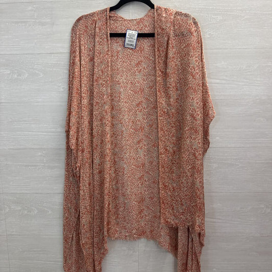 Orange/White Printed Flowy Kimono