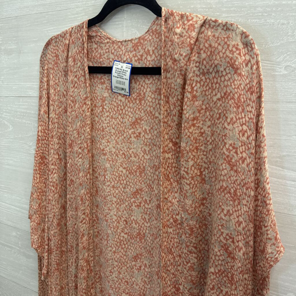 Orange/White Printed Flowy Kimono