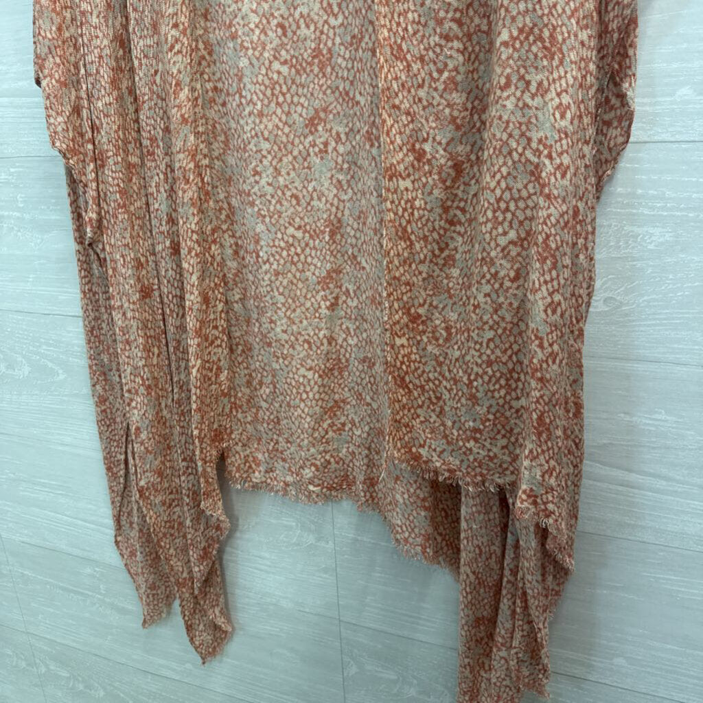 Orange/White Printed Flowy Kimono