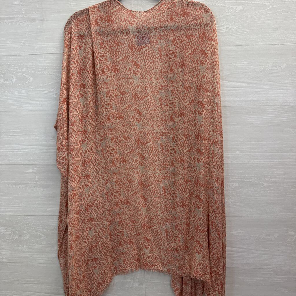 Orange/White Printed Flowy Kimono