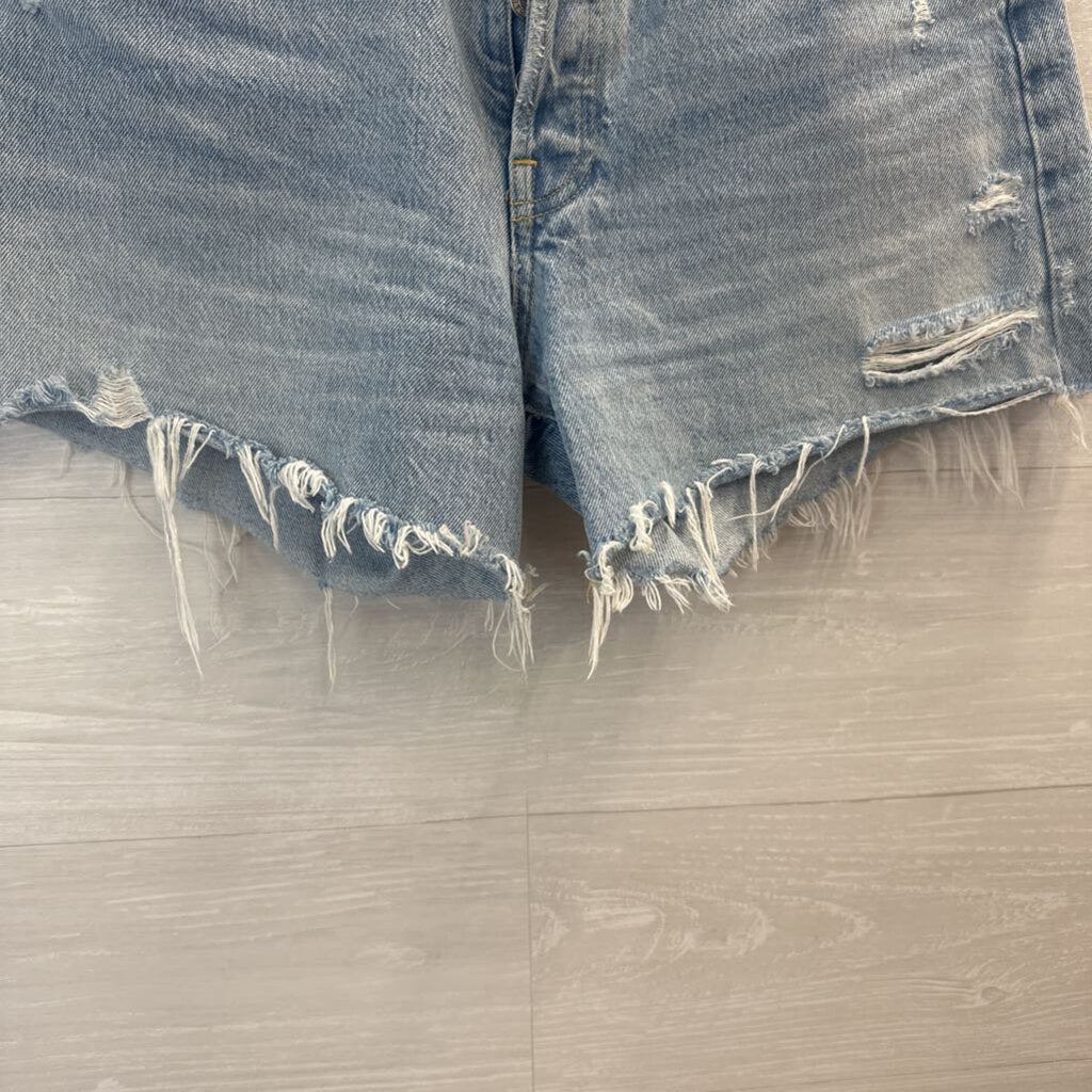 Agolde Light Wash Parker Long Denim Shorts 27