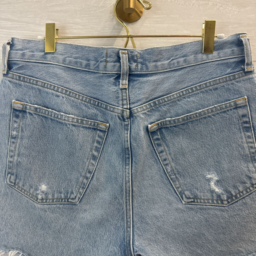 Agolde Light Wash Parker Long Denim Shorts 27