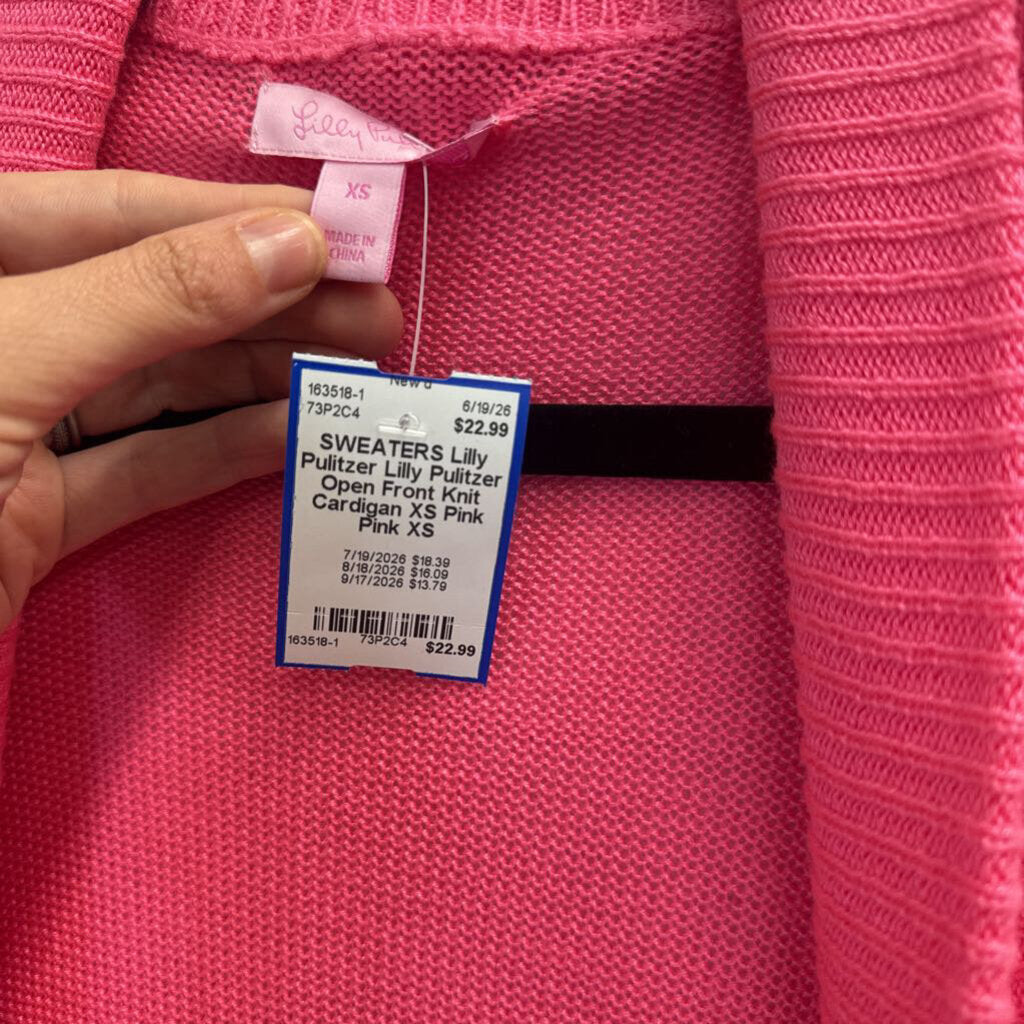 Lilly Pulitzer Open Front Knit Cardigan XS Pink