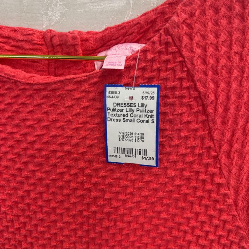 Lilly Pulitzer Textured Coral Knit Dress Small