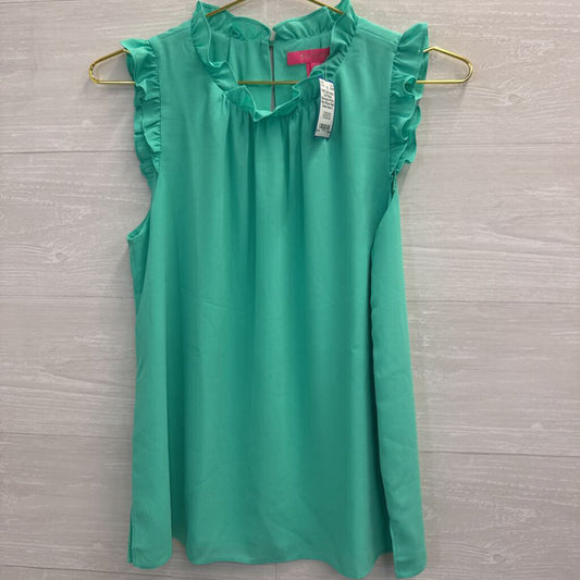 Lilly Pulitzer Sleeveless Ruffle-Neck Blouse Small Green