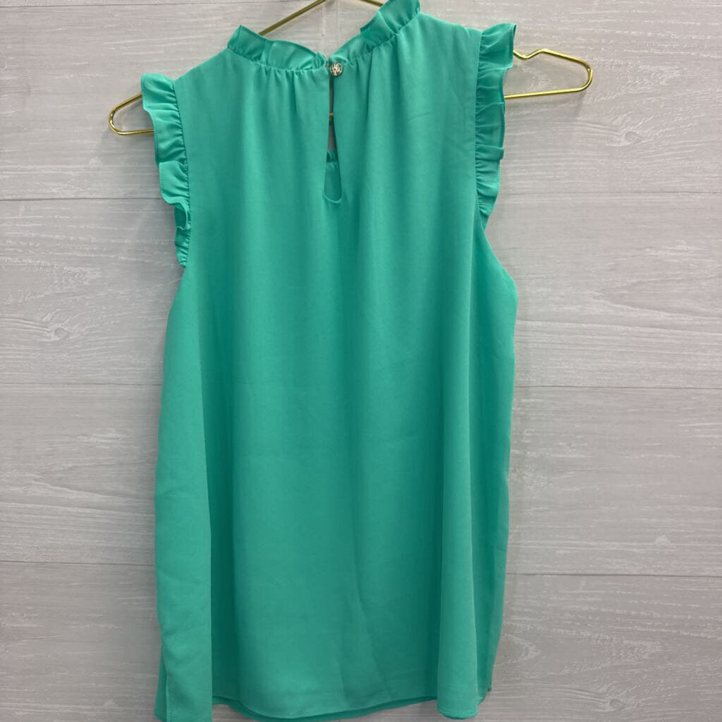 Lilly Pulitzer Sleeveless Ruffle-Neck Blouse Small Green
