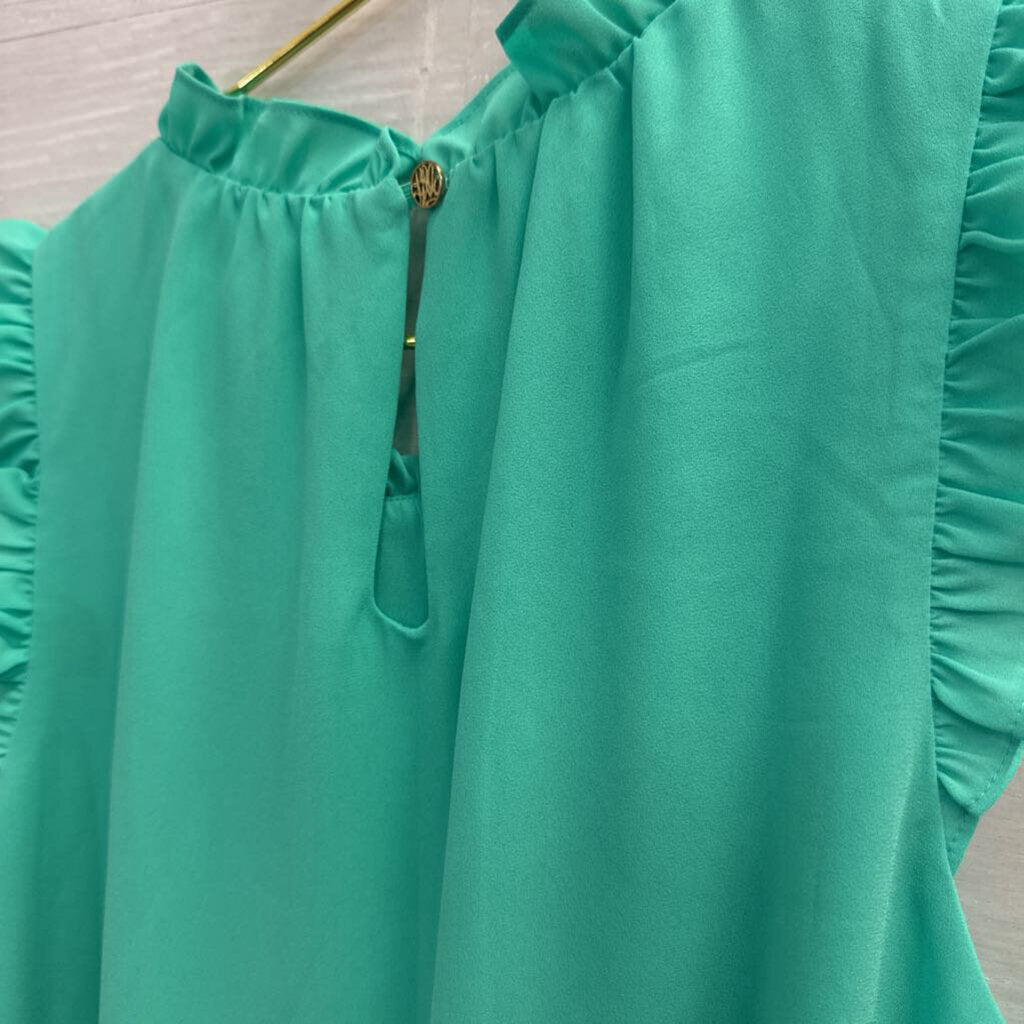 Lilly Pulitzer Sleeveless Ruffle-Neck Blouse Small Green
