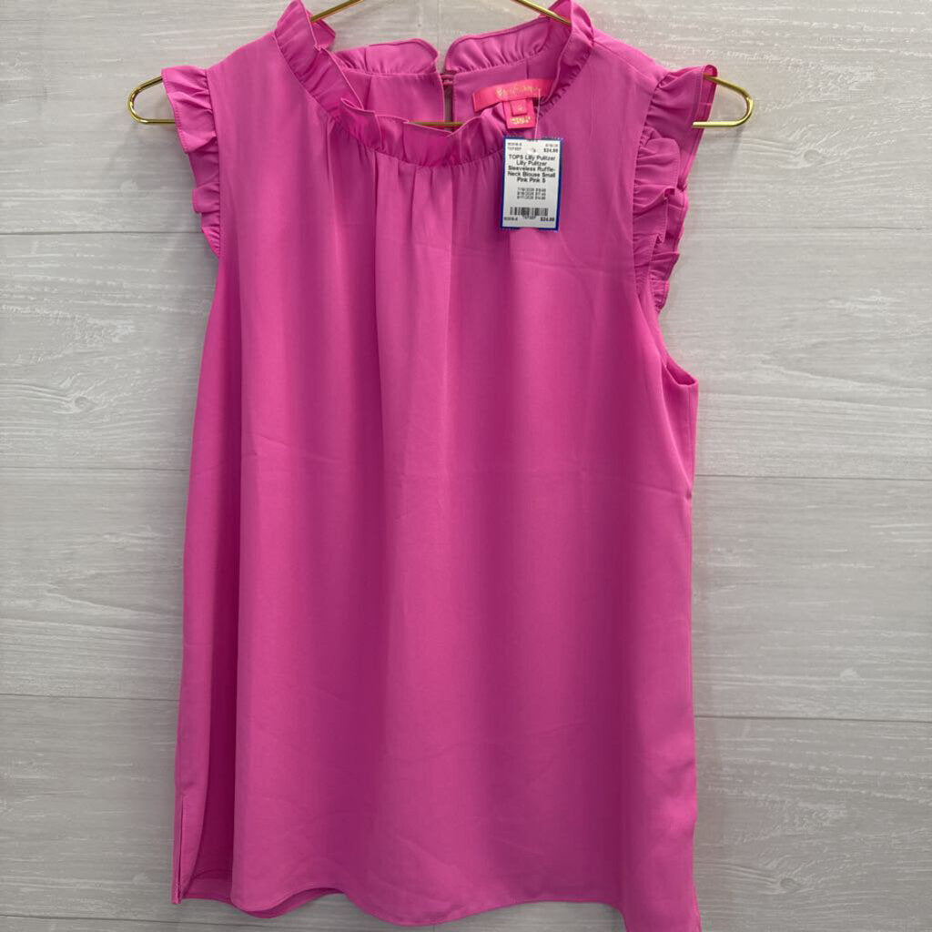Lilly Pulitzer Sleeveless Ruffle-Neck Blouse Small Pink