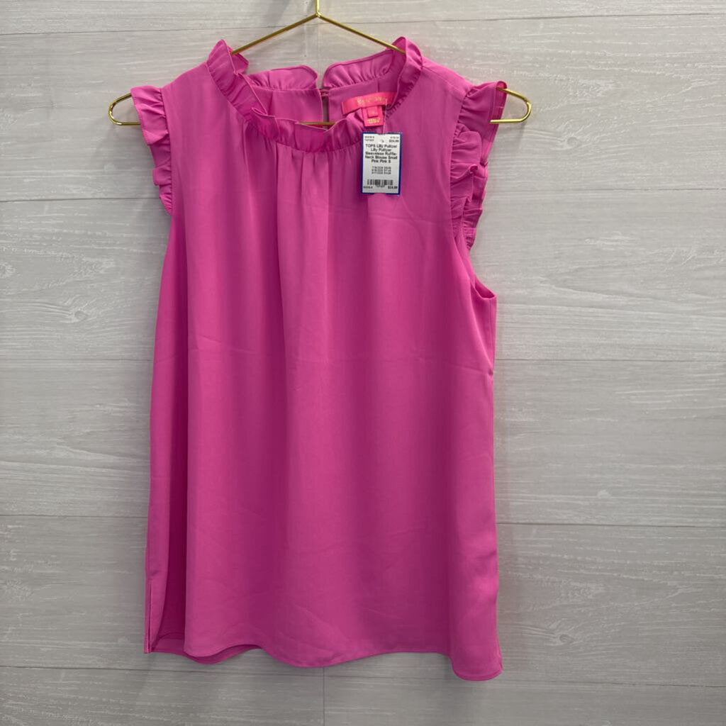 Lilly Pulitzer Sleeveless Ruffle-Neck Blouse Small Pink