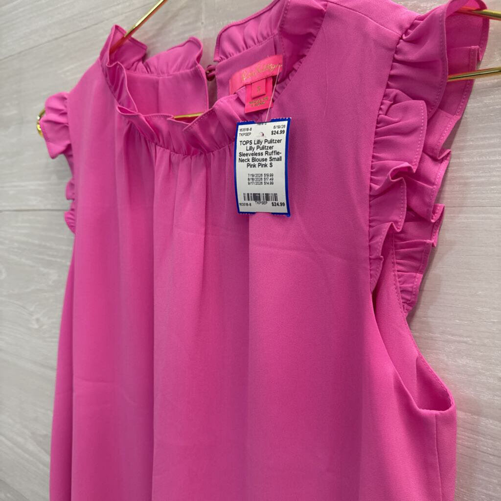 Lilly Pulitzer Sleeveless Ruffle-Neck Blouse Small Pink