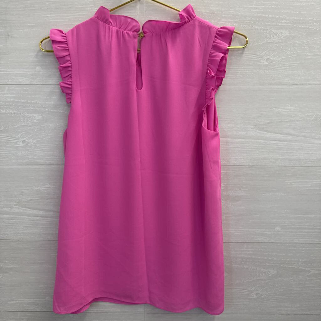 Lilly Pulitzer Sleeveless Ruffle-Neck Blouse Small Pink