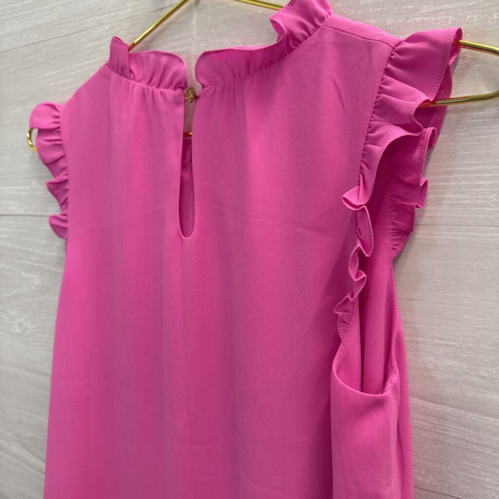 Lilly Pulitzer Sleeveless Ruffle-Neck Blouse Small Pink
