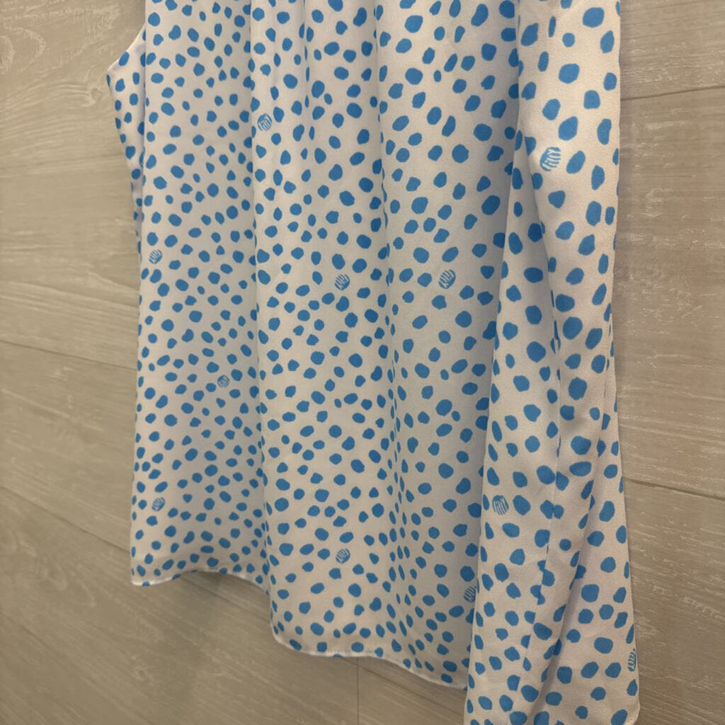 Lilly Pulitzer Sleeveless Ruffle-Neck Blouse White/Blue Print Pink