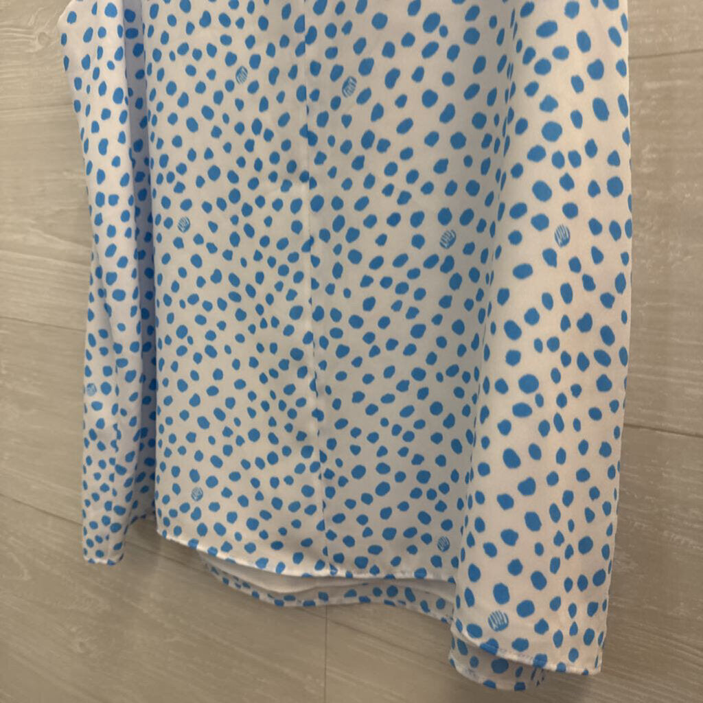 Lilly Pulitzer Sleeveless Ruffle-Neck Blouse White/Blue Print Pink