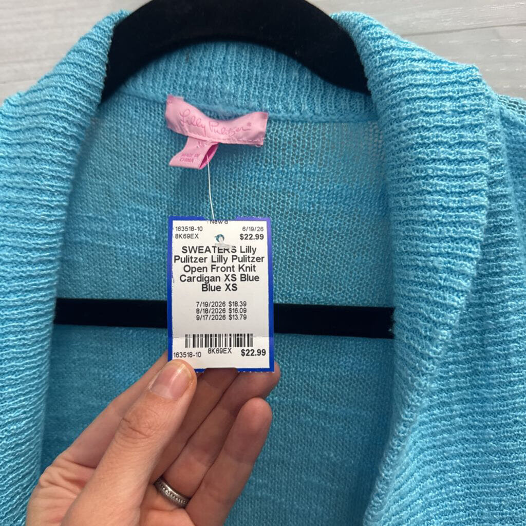 Lilly Pulitzer Open Front Knit Cardigan XS Blue