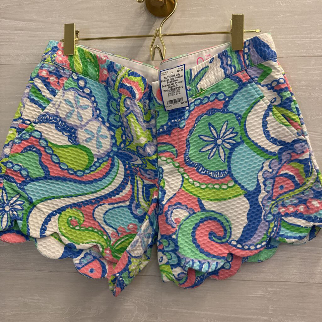 Lilly Pulitzer Scalloped Seersucker Printed Shorts 0
