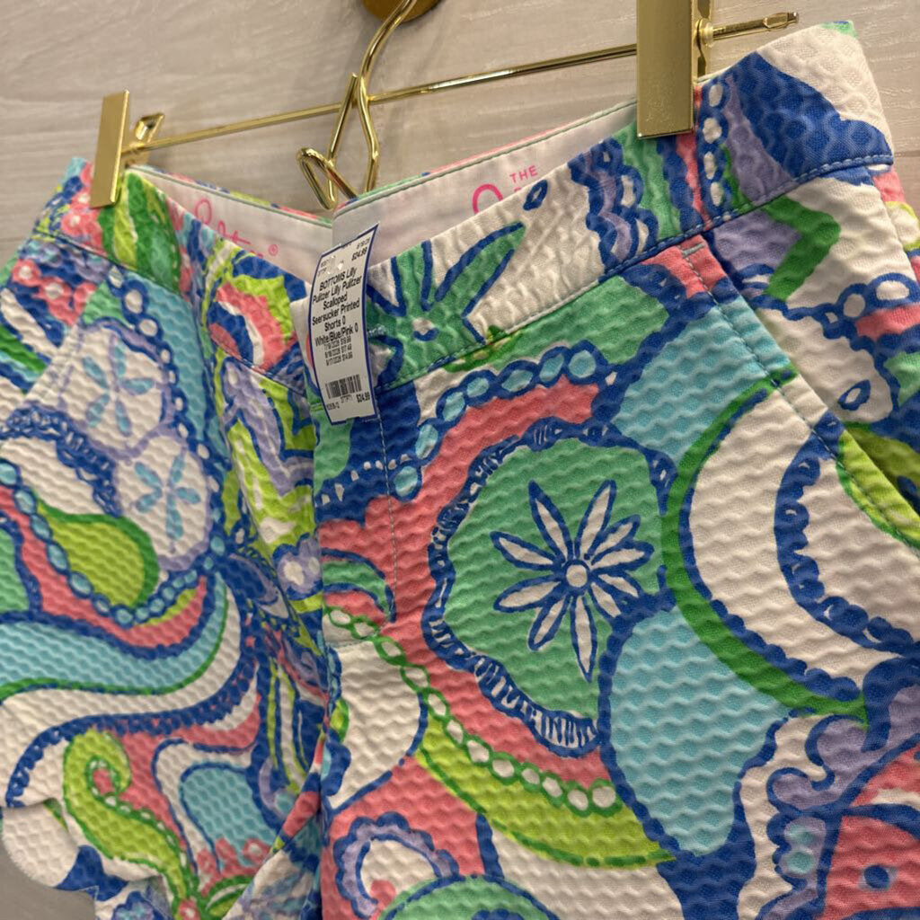 Lilly Pulitzer Scalloped Seersucker Printed Shorts 0