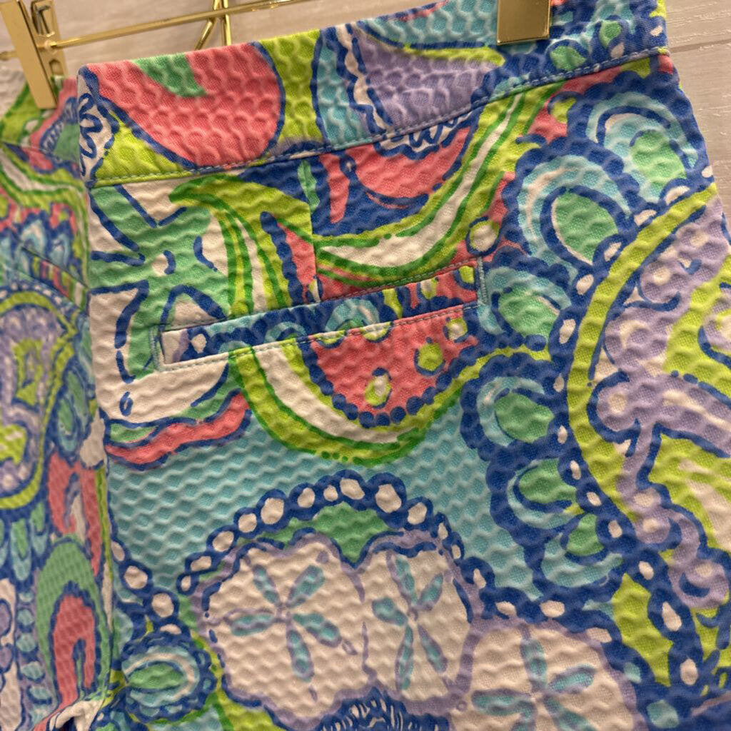 Lilly Pulitzer Scalloped Seersucker Printed Shorts 0