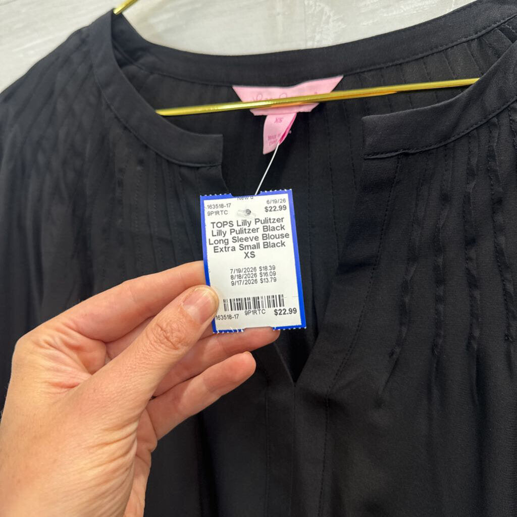 Lilly Pulitzer Black Long Sleeve Blouse Extra Small