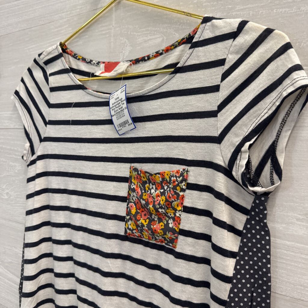 Anthropologie Mixed Print Pocket Tee Extra Small