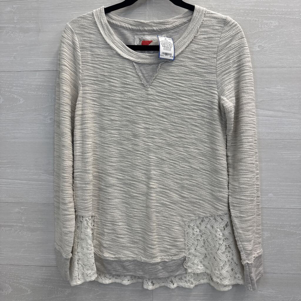 Anthropolgoie Grey Longsleeve Mixed Textile Top Extra Small