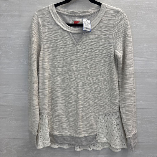 Anthropolgoie Grey Longsleeve Mixed Textile Top Extra Small