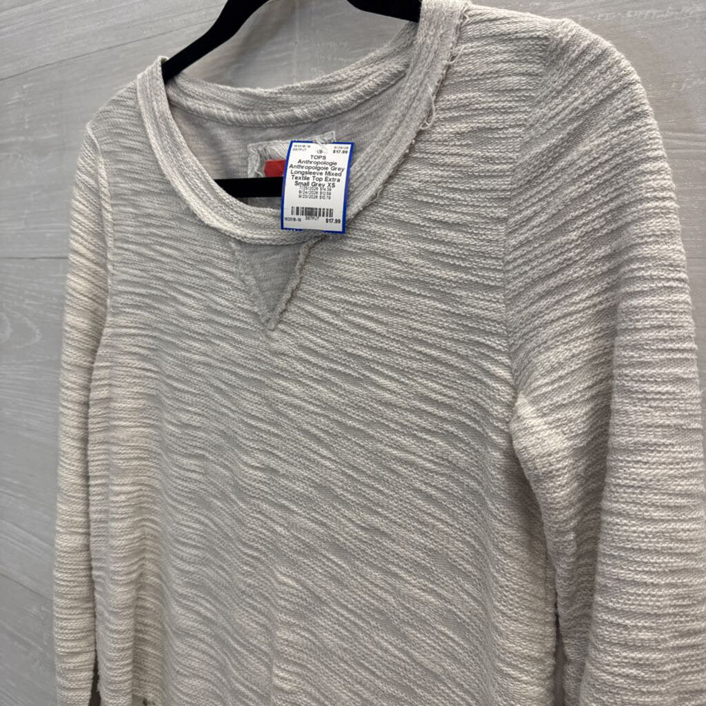 Anthropolgoie Grey Longsleeve Mixed Textile Top Extra Small
