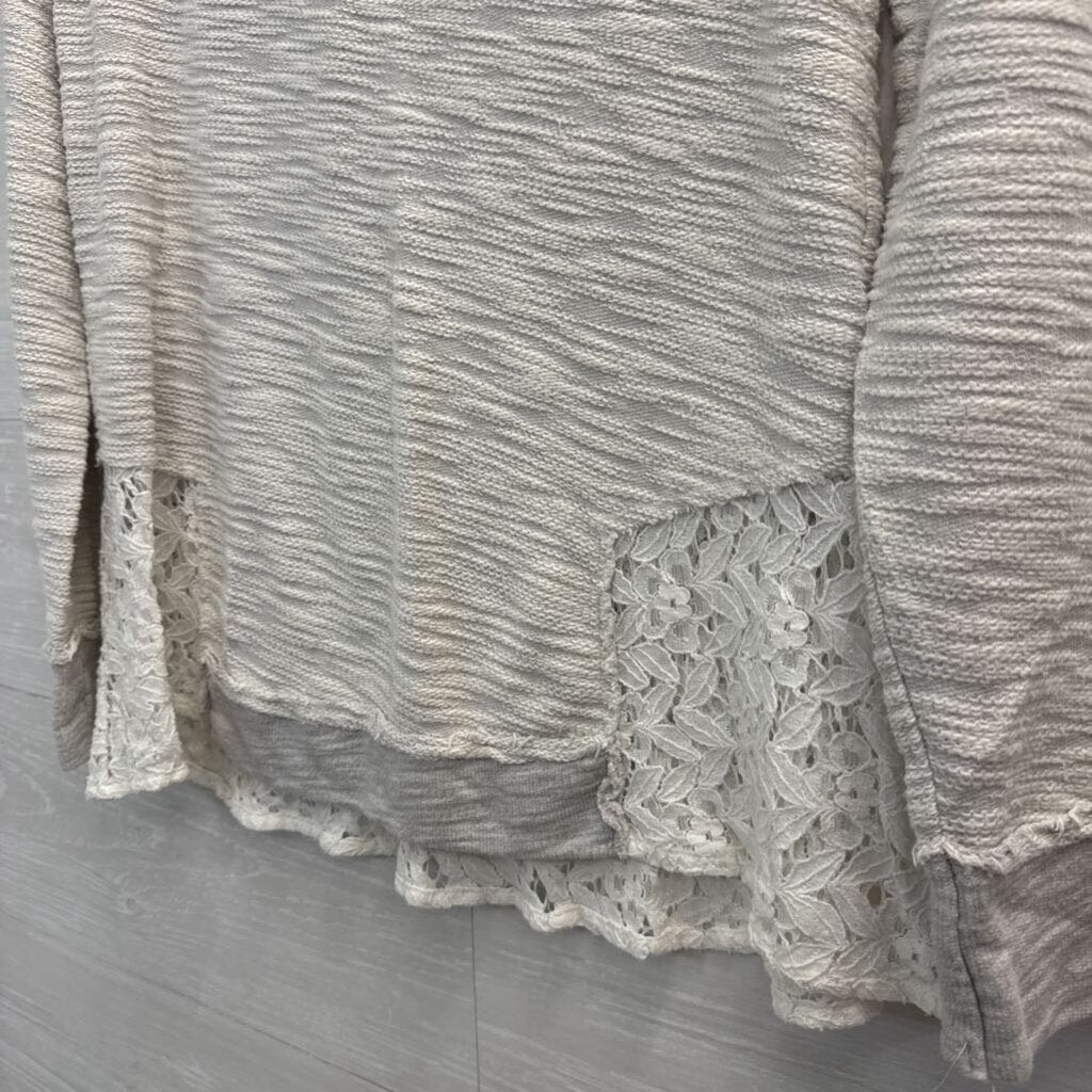 Anthropolgoie Grey Longsleeve Mixed Textile Top Extra Small