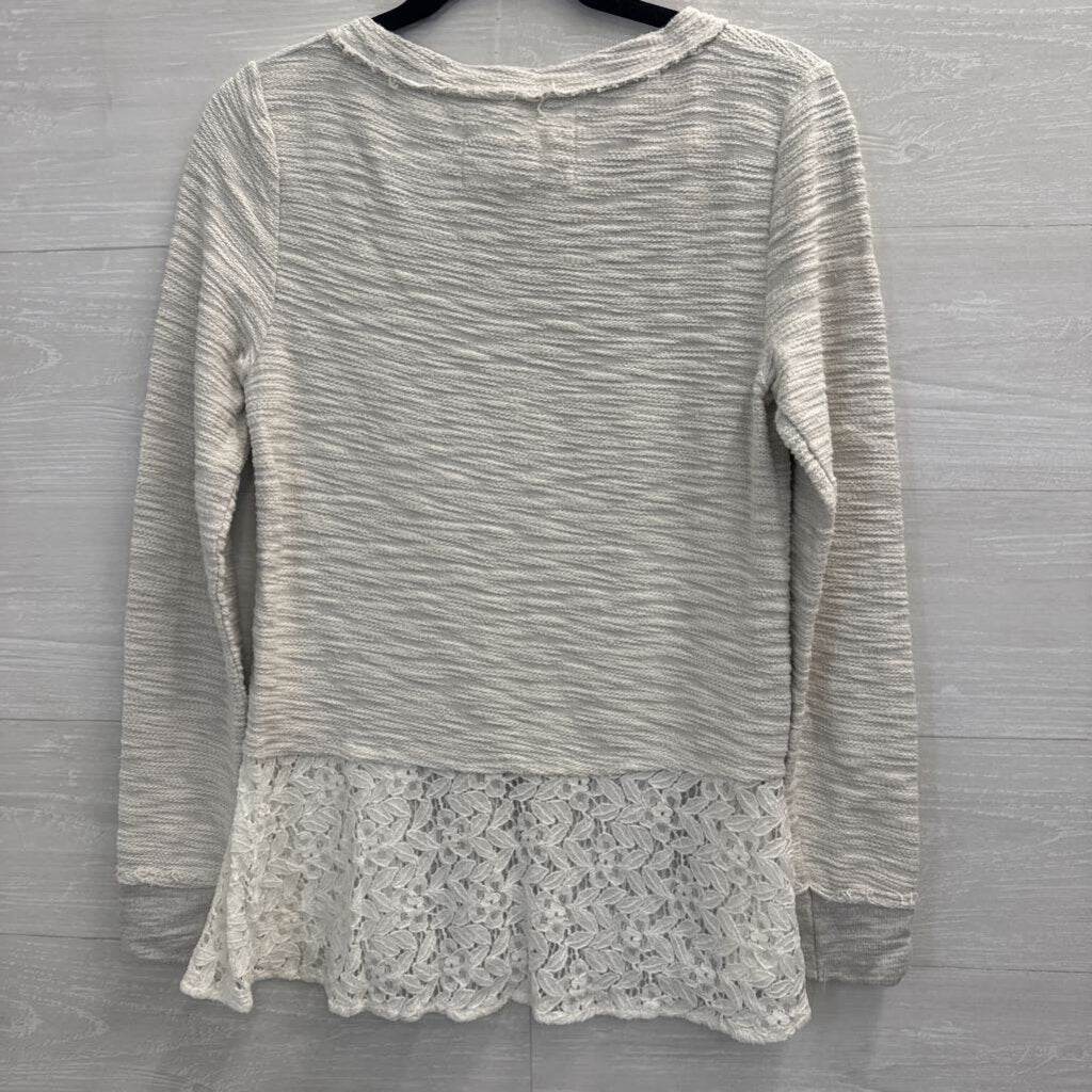 Anthropolgoie Grey Longsleeve Mixed Textile Top Extra Small