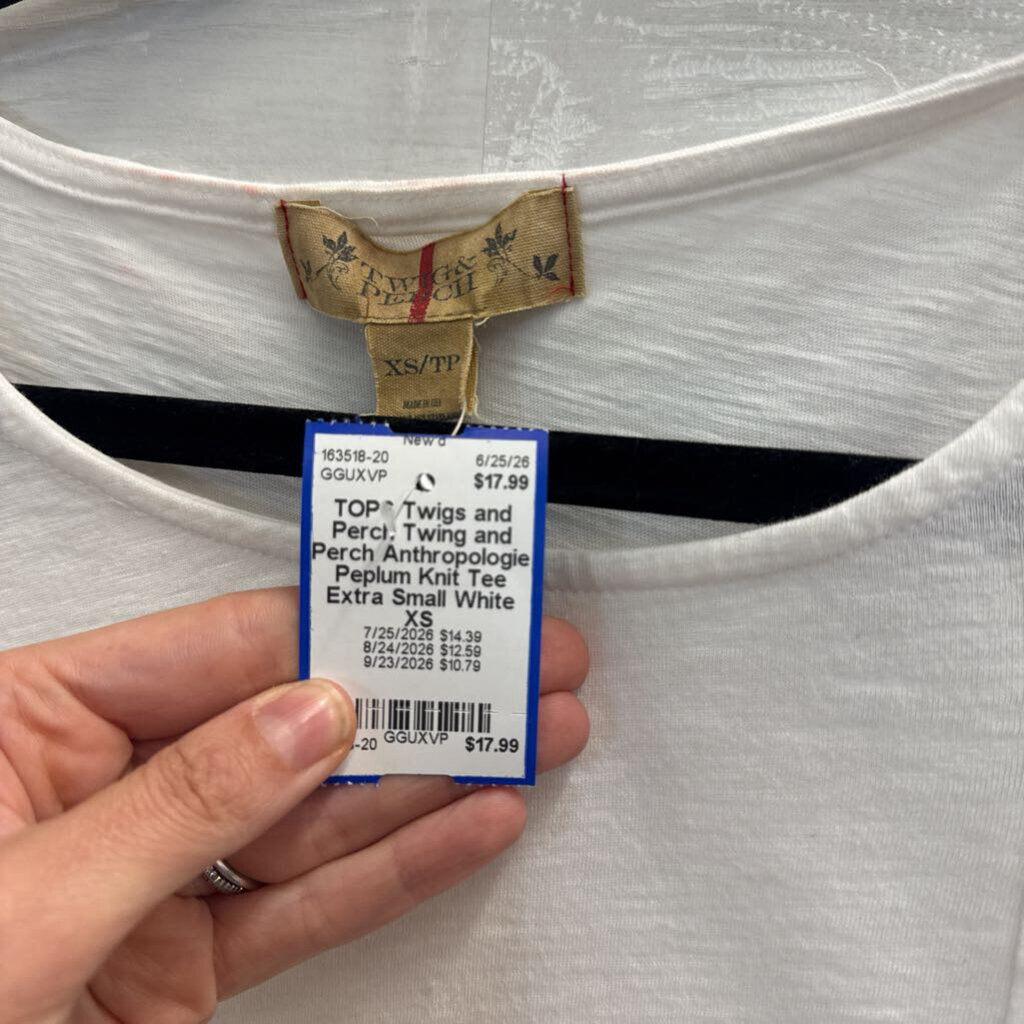 Twing and Perch Anthropologie Peplum Knit Tee Extra Small