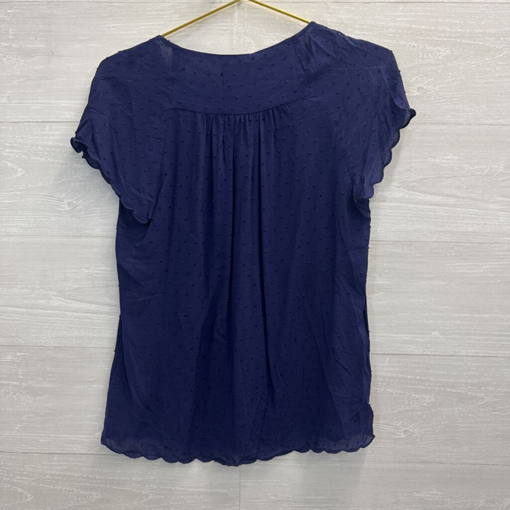Anthropologie Maeve Navy Swiss Dot Short Sleeve 0