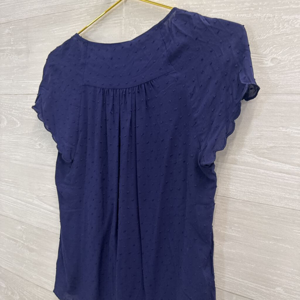 Anthropologie Maeve Navy Swiss Dot Short Sleeve 0