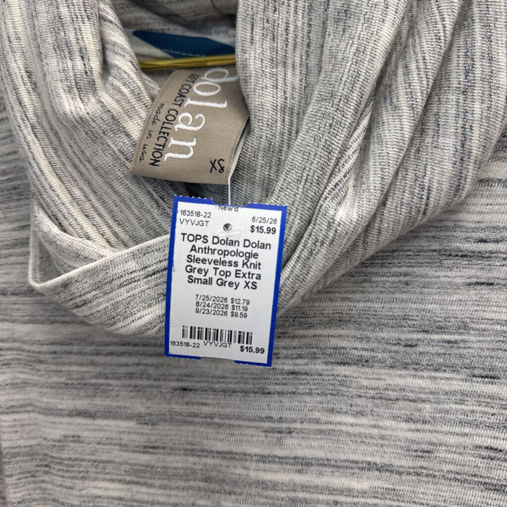 Dolan Anthropologie Sleeveless Knit Grey Top Extra Small