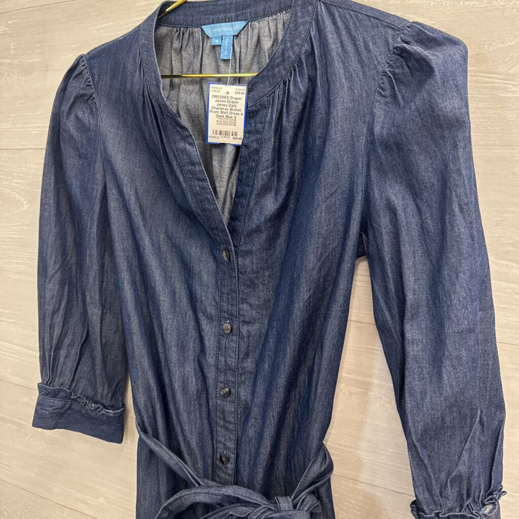 Draper James Dark Chambray Button Front Shirt Dress 4