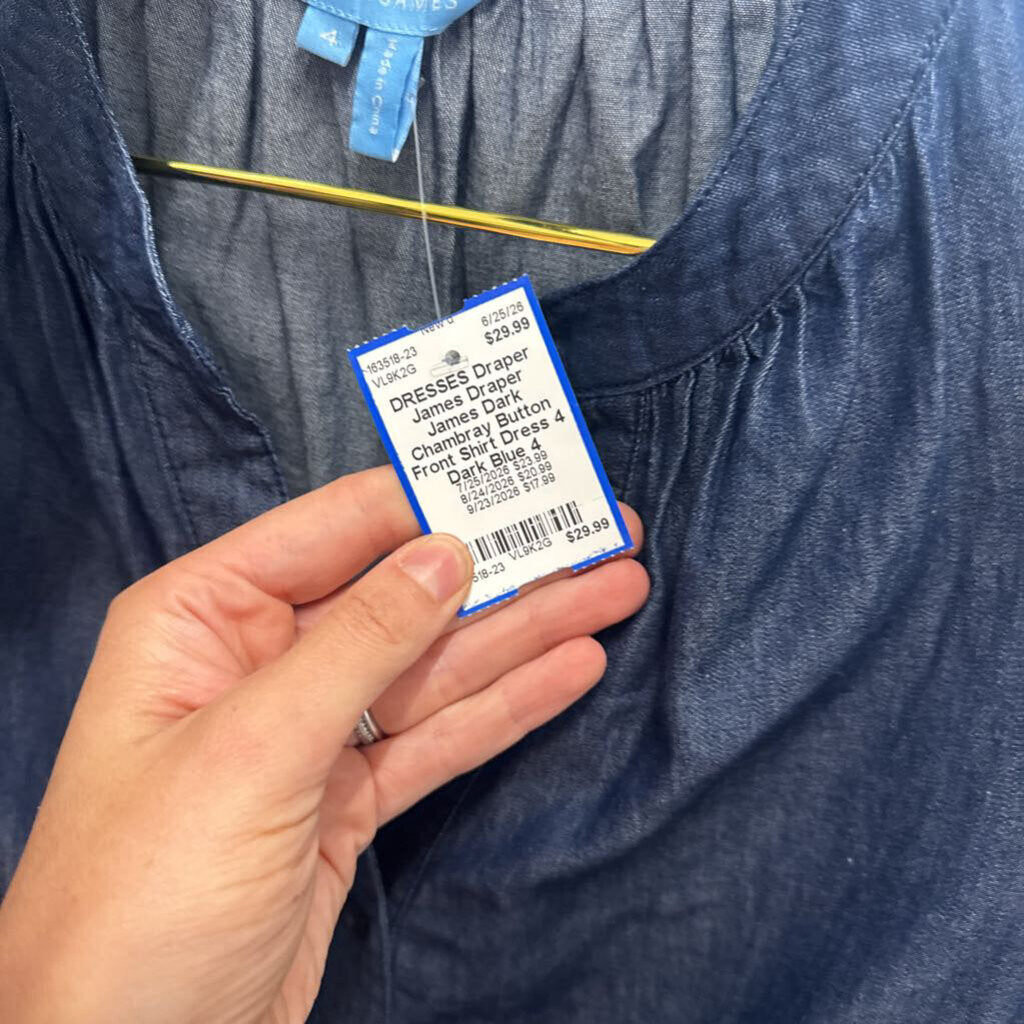 Draper James Dark Chambray Button Front Shirt Dress 4