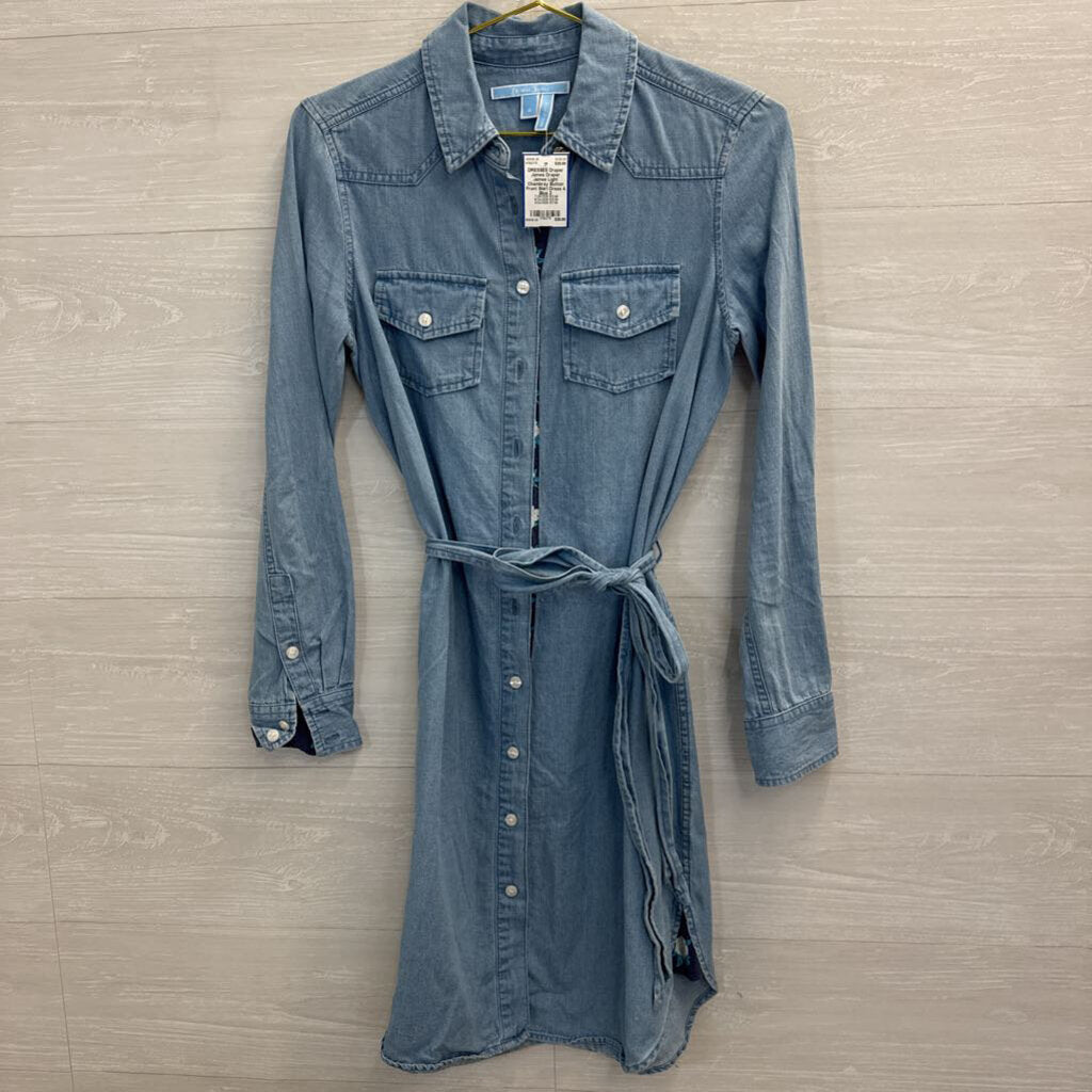 Draper James Light Chambray Button Front Shirt Dress 4