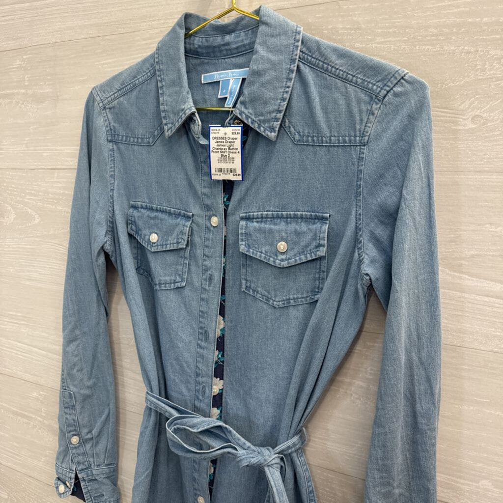 Draper James Light Chambray Button Front Shirt Dress 4