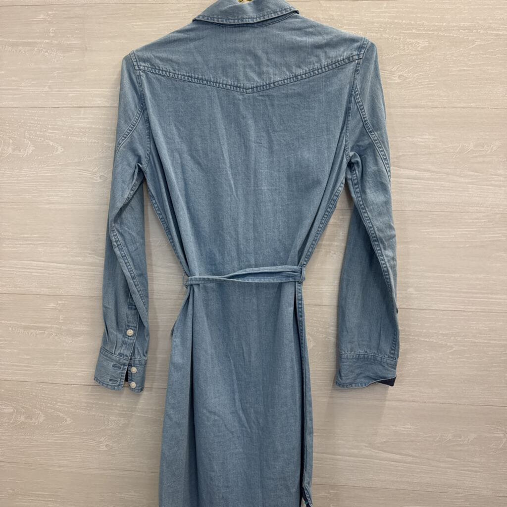 Draper James Light Chambray Button Front Shirt Dress 4
